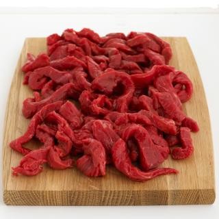 Oksekød i strimler 1000 g.
